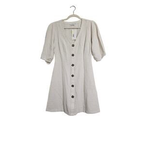 Reserved Linen Blend Button Closure Mini Dress